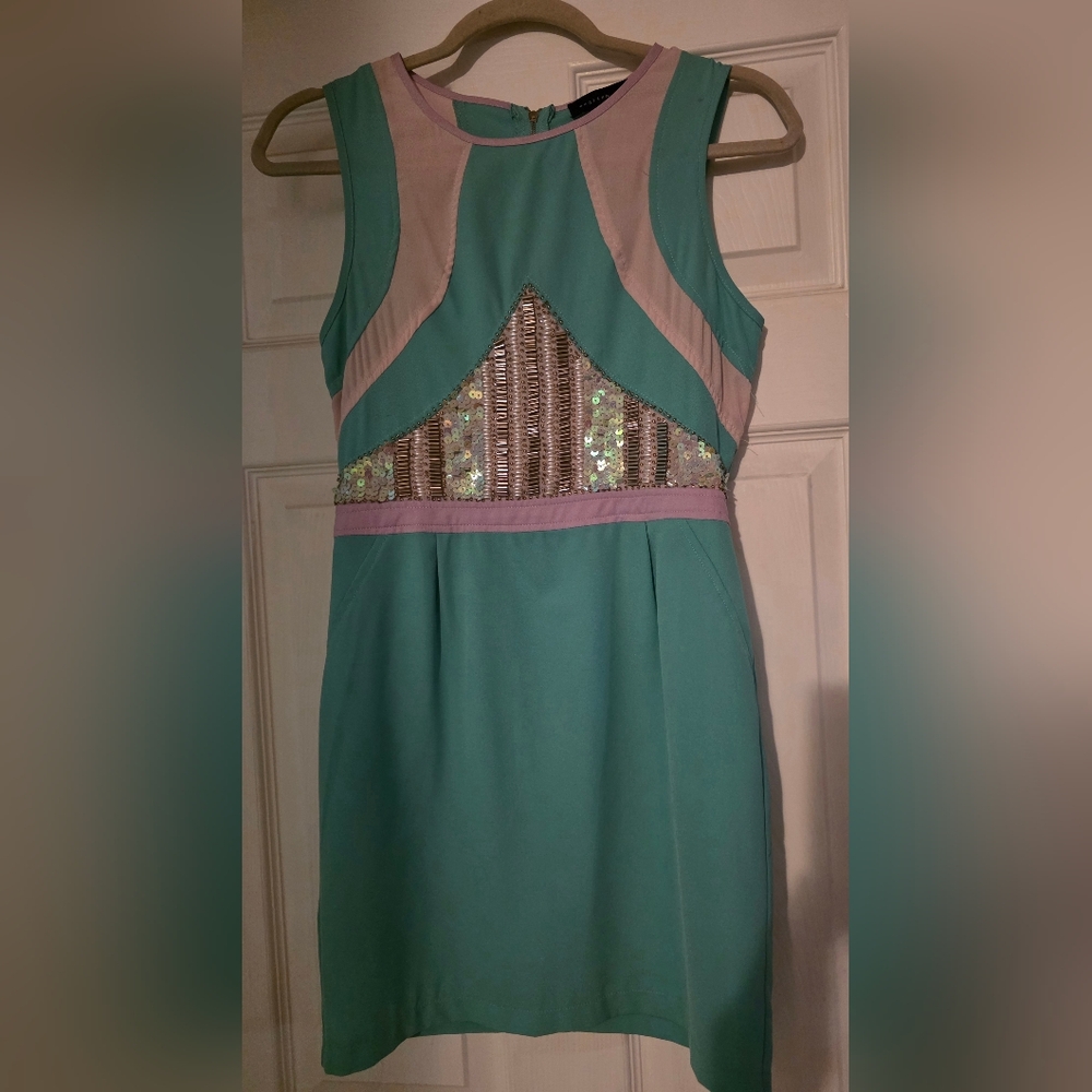 English Rose Mint and Pink Dress